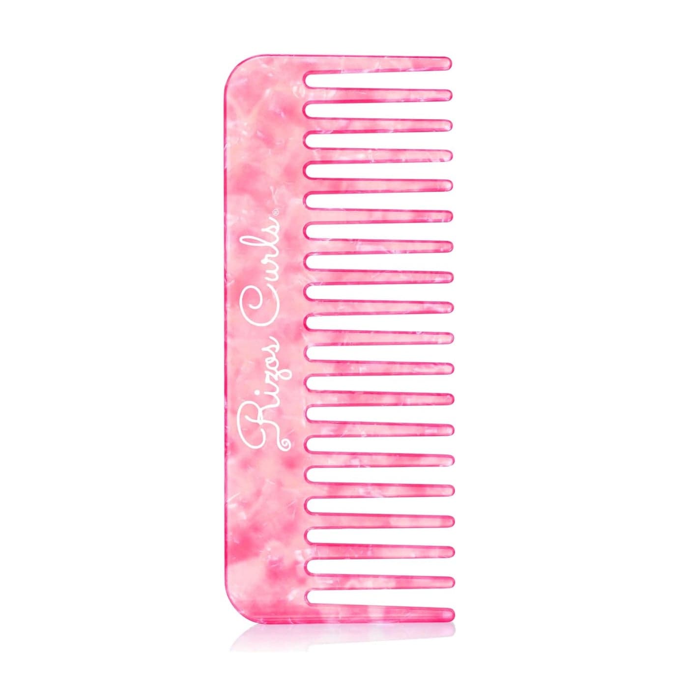 Rizos Curls Wide Tooth Shower Comb for Detangling Parting Styling Gentle for all Hair Textures Pink