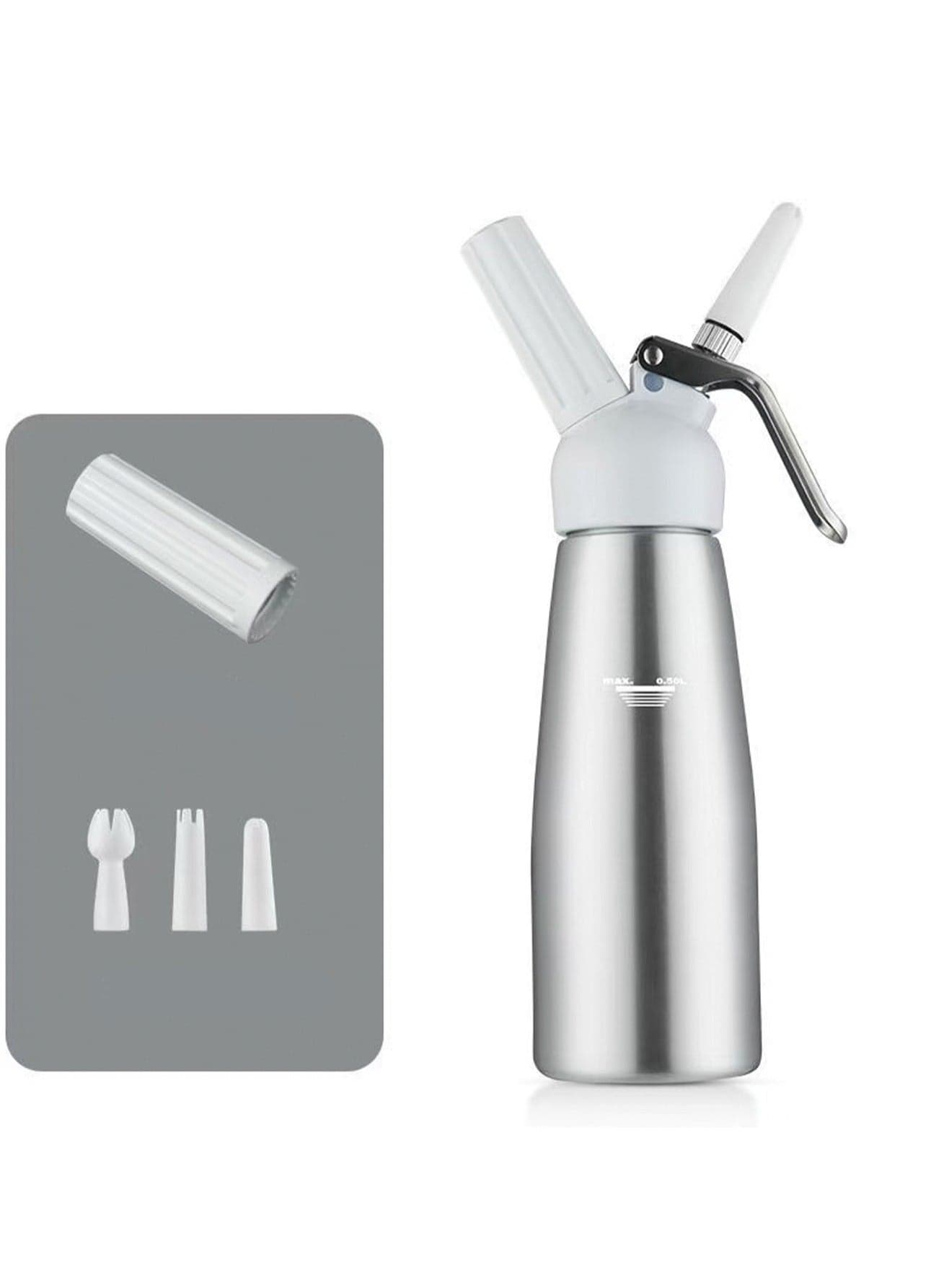 Whipped Cream Dispenser Silver/White 10.24x3.15inch