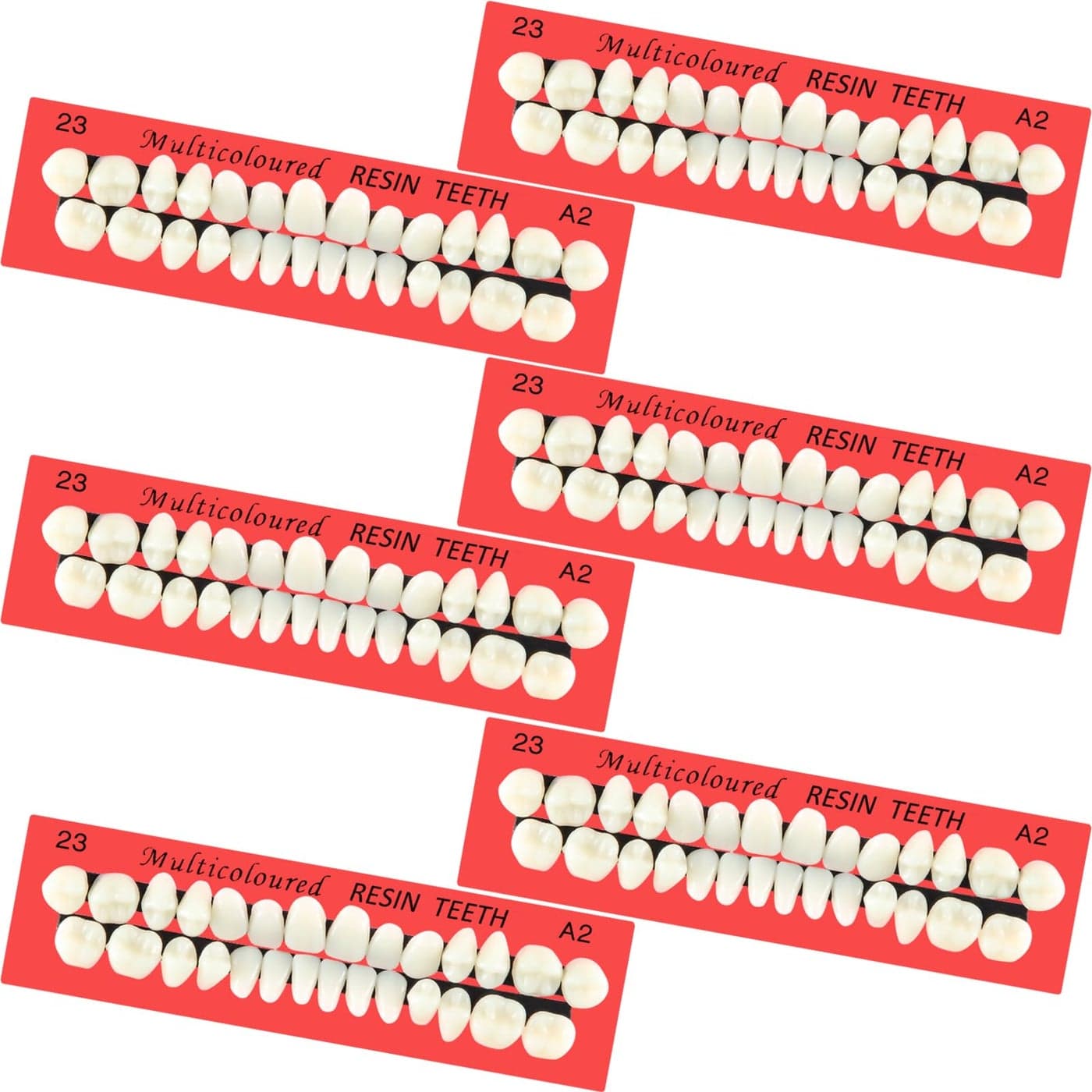 BBTO 6 Sets Acrylic Resin Fake Teeth artificial teeth Denture Replacement tooth prop Synthetic Resin Denture for Replacement 112 Pieces 23 A2