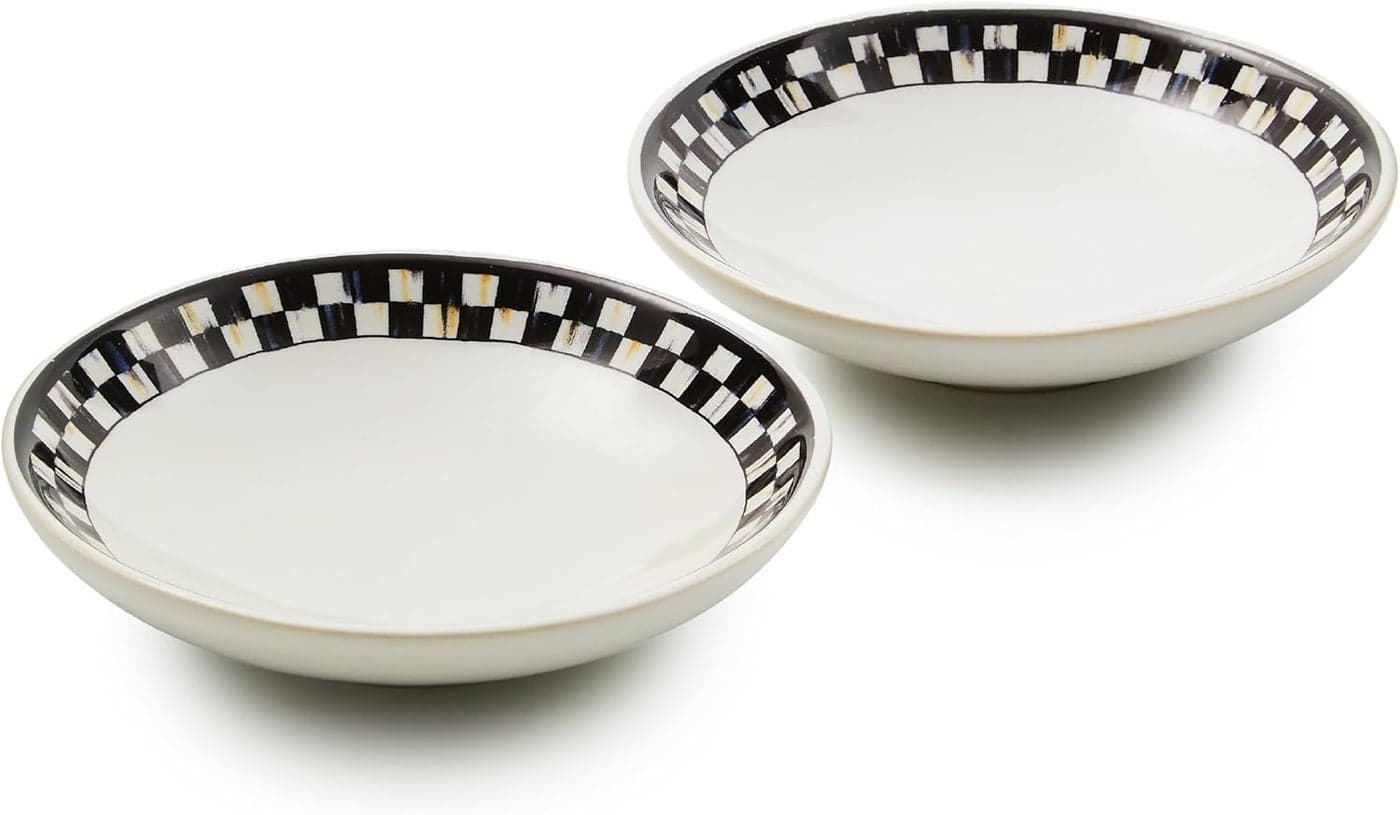 MACKENZIECHILDS Set of 2 Everyday Pinch Bowls Small Bowls for Ingredients 4 Ounces BlackandWhite Courtly Check
