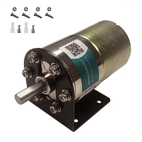 Bringsmart Micro Geared Motor DC 12V 200rpmWith Bracket Centric Ouput Shaft Gear Motor 37mm Diameter Gearbox Large Torque Reduction Motor