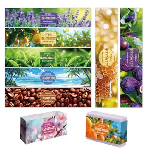 PH PandaHall 9 Styles Realistic Soap Wrapper 90pcs Soap Wrap Labels Lavender Cherry Blossoms Soap Paper Wrap for Homemade Soap Lotion Bars Bath Gift Wrapping 82x19inch