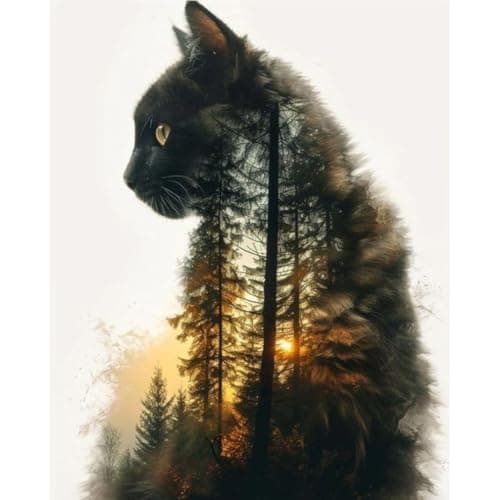 Clendo Forest Cat Paint by Numbers for Adults Painting by Numbers Kit on Canvas for Beginners Adults PaintbyNumber Kits Oil Painting Kits for Gift Home Wall Decor 16x20 Inch