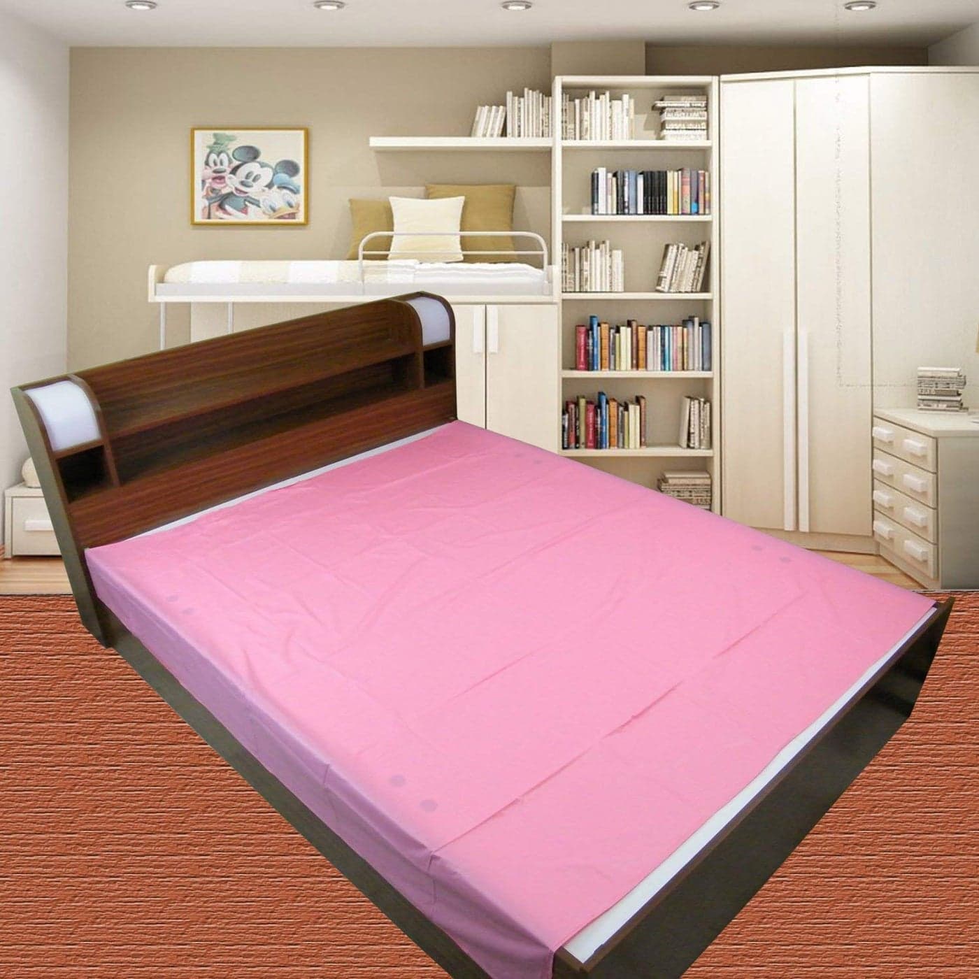 Sharma Clothing Waterproof PVC Mattress Protection Sheet for Baby and Adult Double BedKing Size 75 X 65 FeetPink