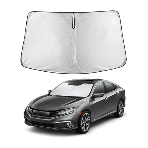 Honda Civic 2016-2021 Car Windshield Sunshade - EcoNour 240T Polyester Material Car Sun Visor - Reflector Blocks UV Rays - Foldable Sunshade Interior Protection Accessories