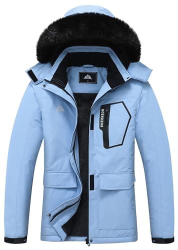 MOERDENG Women's Ski Jacket Waterproof Warm Winter Coat Hooded Snowboarding Jacket Versatile for Hiking & Winter Activities
