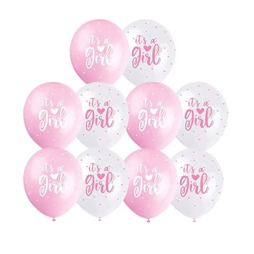 HK Balloons Pack of 30 Pink White Its A Girl Baby Shower Decoration Items balloons For Pregnancy Photoshoot Baby Shower Party Decoration Balloons