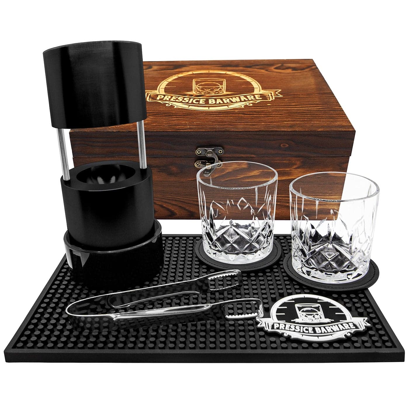 Pressice Barware Ice Press Kit 23 Fast Sphere Maker American Owned Operated Includes Ice Mold AircraftGrade Aluminum Ice Press Black Kit