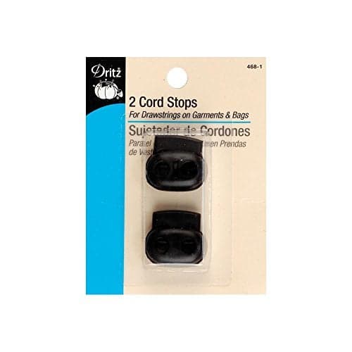 Dritz 468-1 Cord Stops for Drawstrings on Garment and Bags, Black 2-Count
