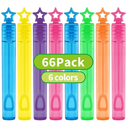 SpringFlower 66 Pieces Mini Bubble Wands,Bubble Party Favors Assortment Toys for Kids,Themed Birthday, Halloween, Goodie Bags, Carnival Prizes, Wedding,Outdoor Gifts for Girls & Boys