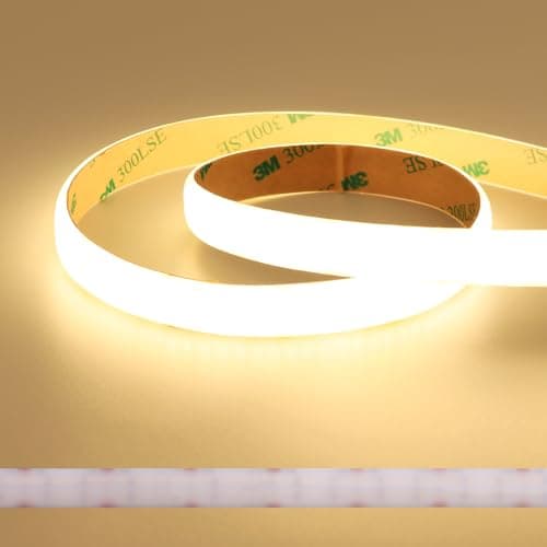 JOYLIT 24V Diffused LED Strip Lights Dual Row 16.4FT 560LEDs/M 3000K Warm White IP65 Waterproof, CE UL Professional 601LM/FT Super Bright Dotless Dimmable Adhesive LED Tape 12MM Wide 24W/M CRI 92