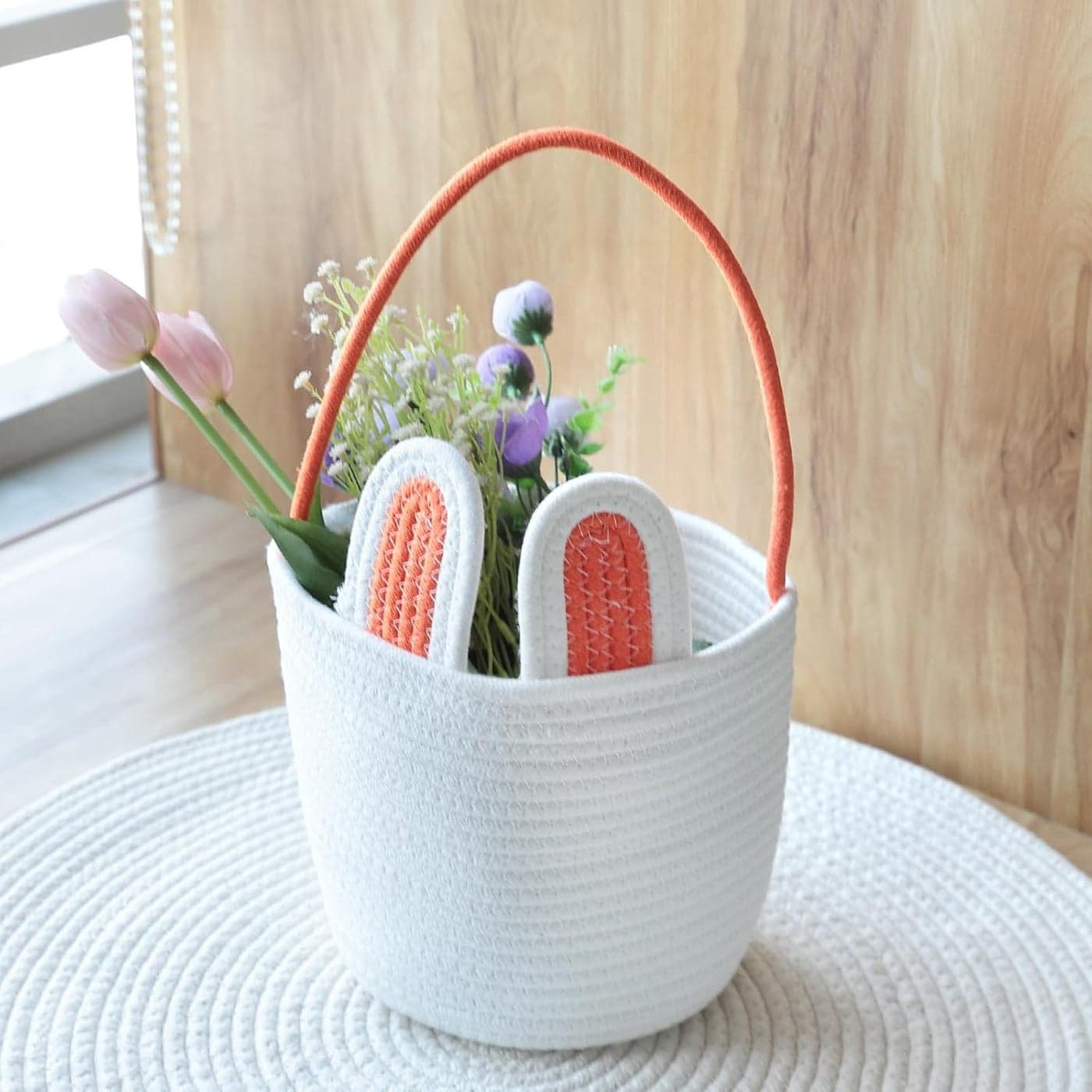 The Better Home Basket for Storage For Kids Room Adults Basket for Toys Girls Room Basket Baby Cloth Basket for Storage Clothes Rope Bag Home Organiser Eco Friendly OrangeWhite Small