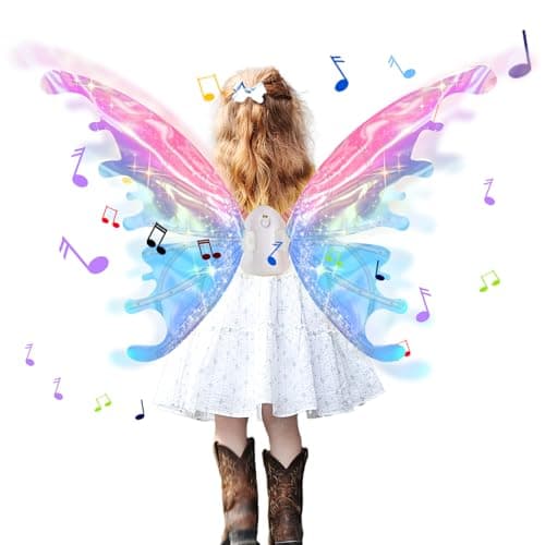 Kardeep Electric Fairy Wings for Girls Moving Butterfly Wings with LED Lights and Music light up fairy wings for Dogs for Birthday Halloween Christmas and Party Cosplay Dress Up Attire