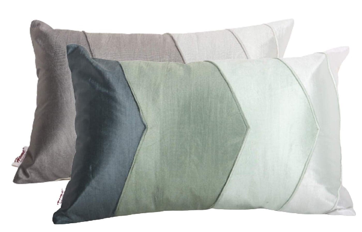 Home- The Best is for You Polyester Rectangular Striped Cushion Cover 12x18 Inch Pack of 2 (Grey::Green)