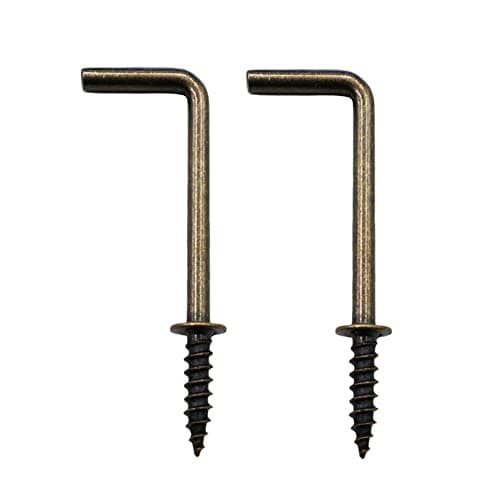 IDEALSV 2 Inch 1 Shape Screw Hooks Bronze L Shape Hooks 7 Shape Screw in Hooks 20 Pack