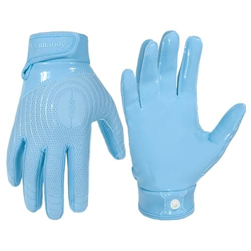 HANDLANDY Youth Football Gloves Kids Sticky Receiver GlovesSuper Grip Football Glove Best Gift for BoysGirls Light Blue MediumYouth