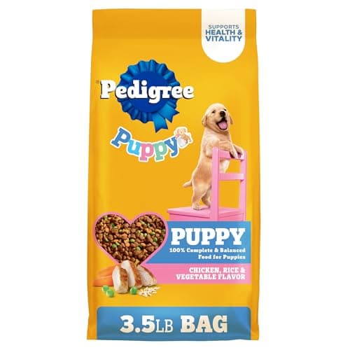 Pedigree Dry Puppy Food, Puppy Dry Food with Chicken, Rice, and Vegetable Flavor, 3.5 lb. Bag