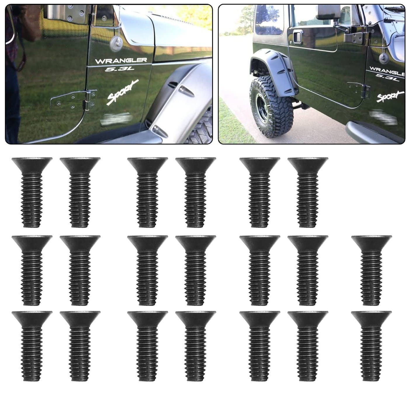 Torx Screws Door Bolts and Roll Bar Tailgate Windshield Hinge Screws Compatible with Jeep Wrangler 19762006 CJ YJ TJ Pack of 20
