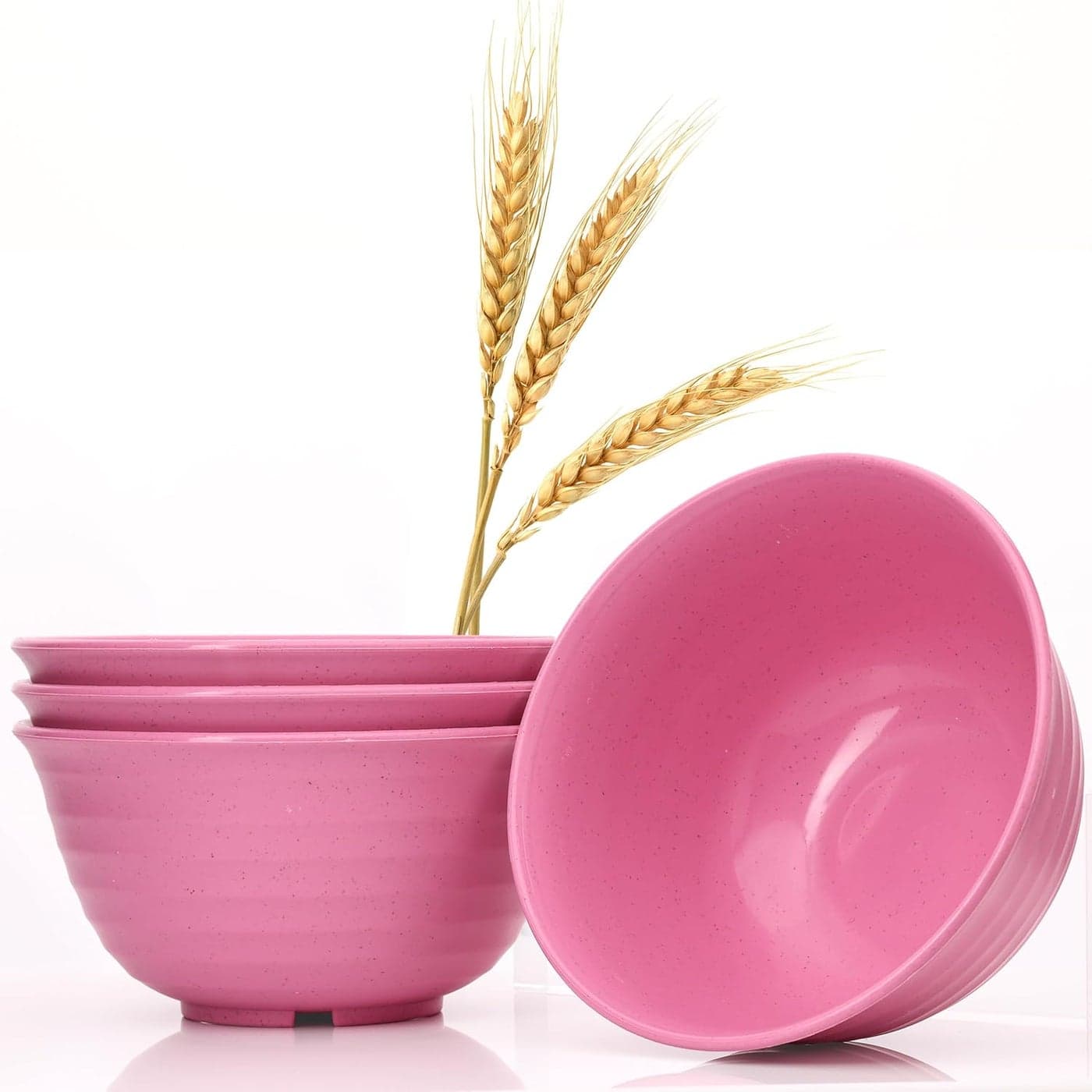 Wheat Straw Bowls Large Wheat Fiber Set of 4 Lightweight Unbreakable Plates Reusable Microwave Dishwasher Safe Wheat Straw Dinnerware Large Wheat Cereal Bowl Camping Bowls