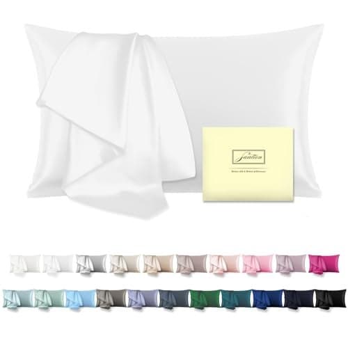 Mulberry Silk Pillowcase for Hair and Skin Pillow Case with Hidden Zipper Soft Breathable Smooth Cooling Silk Pillow Covers for Sleeping (White, King(20"X 36"))