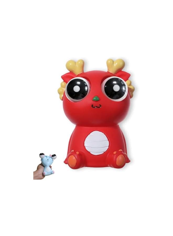 Pop-Out Eye Dragon Squeeze Toy - Stress Relief Sensory Squishy for Adults, Funny Anti-Stress Ball, Ideal Anxiety Toy for Party Favors and Gifts (Red)