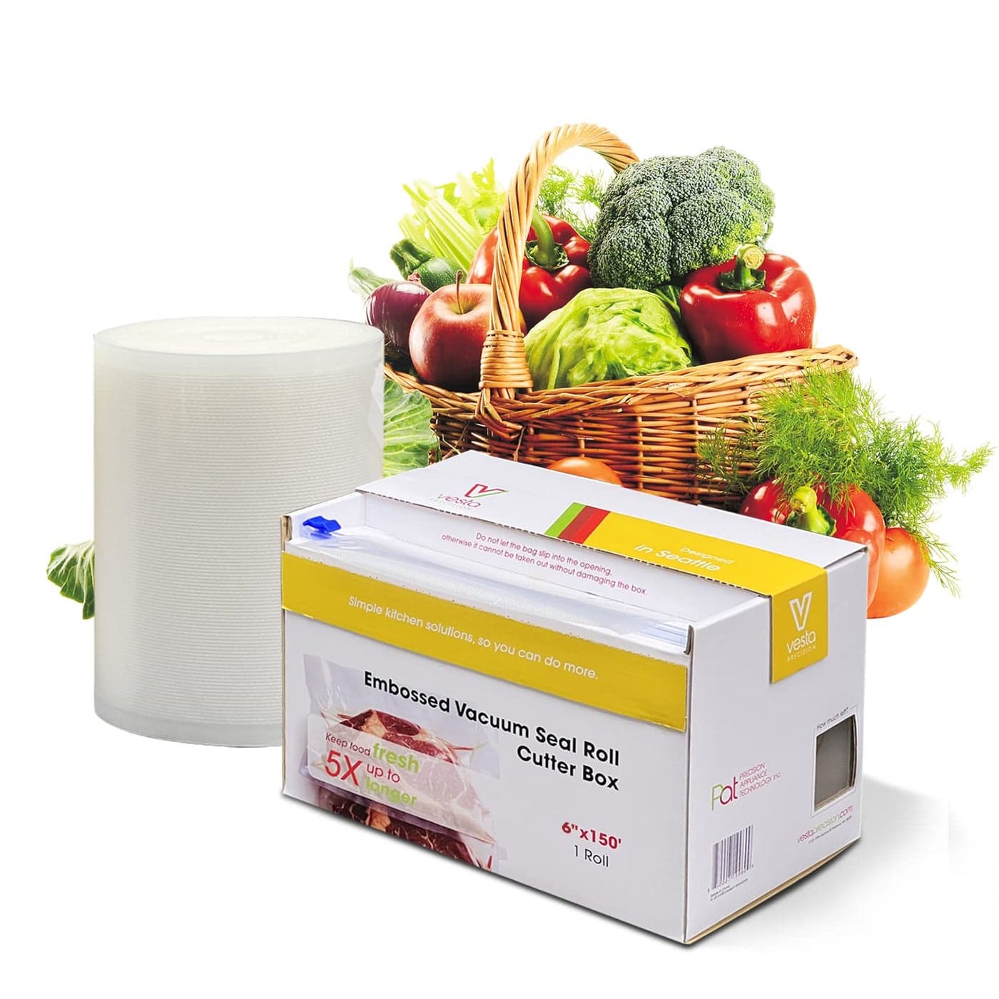 Vacuum Sealer Roll 6 x 150 Keeper with Cutter Premium Seal Bags for Food Saver Ideal for Meal Prep Sous Vide and Storage Vesta Precision