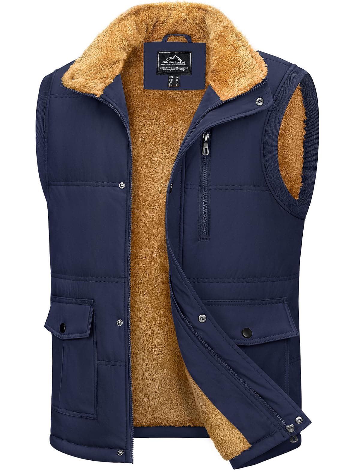 MAGCOMSEN Vest For Men Casual Outwear Quilted Vest Hunting Vest Sleeveless Vest Winter Warm Vest Sherpa-Lined Thick Pad Vest Outdoor Vest