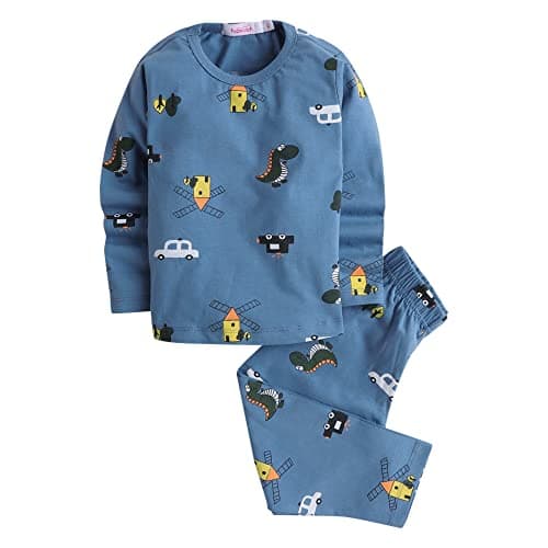 Hopscotch Baby Boys and Baby Girls Cotton All-Over Print Top and Pajama Set in Blue Color for Ages 12-24 Months