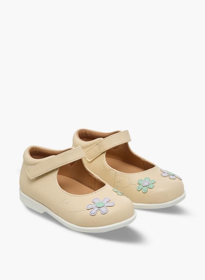 Girls Floral Embroidered Mary Jane Shoes — 22