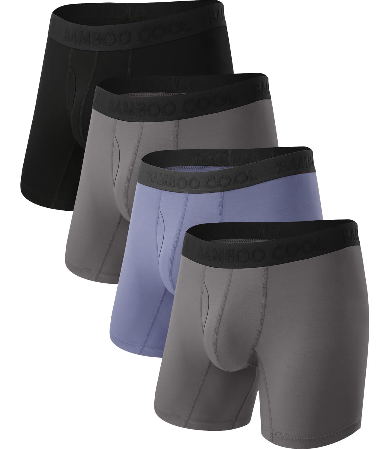 BAMBOO COOL Mens Ultra Breathable UnderwearNo Riding Up Boxer Briefs with ComfortFlexible WaistbandMultipack