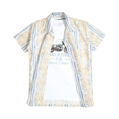 CAVIO Boys Lemon Regular Fit Printed Casual Cotton Half Sleeve Shirt and T-Shirt
