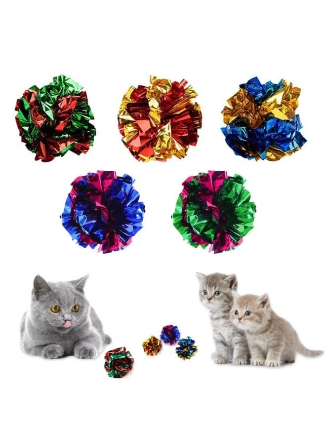 15PCS Cat Wrinkle Ball Toy, Shiny Mylar Cat Scratch Ball, Colorful Interactive Cat Toy, Lightweight Fun Play Ball, Keeps Cats Engaged, Encourages Multi-Pet Play, Endless Entertainm