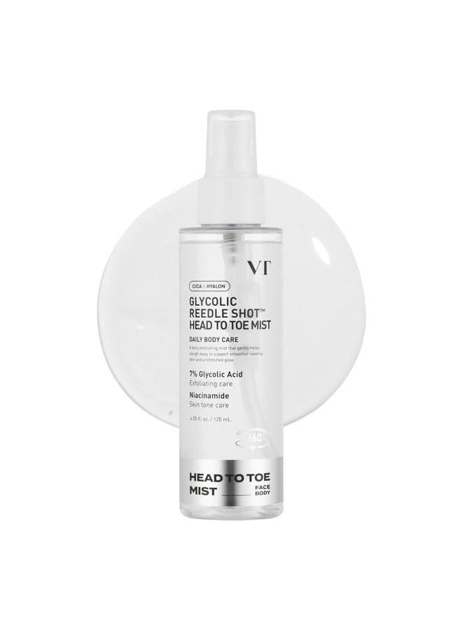 7% Glycolic Acid Reedle Shot Head-to-Toe Mist with Niacinamide, Exfoliating Spray for Bumpy & Strawberry Skin, Dark Spots, Skin Texture, Keratosis Pilaris, Korean Skincare (4.05 fl oz)
