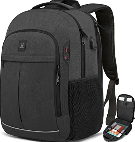 173 Inch Laptop Backpack School BackpackLarge TSA Travel Carry on BackpackCollege Student Bookbag with USB PortTeenagers Water Resistant Computer Bagpack Gift for Men WomenGrey