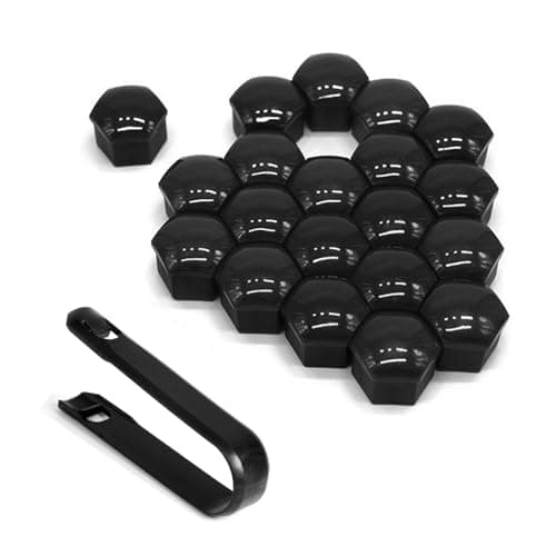 QQWD 20PCS Lug Nut Covers 17mm Hexagonal Wheel Bolt Covers Caps Tire Nut Rust and Dust Protection Cover with Remover Clip Auto Exterior Accessories Personalized Wheel Decor for Most CarBlack