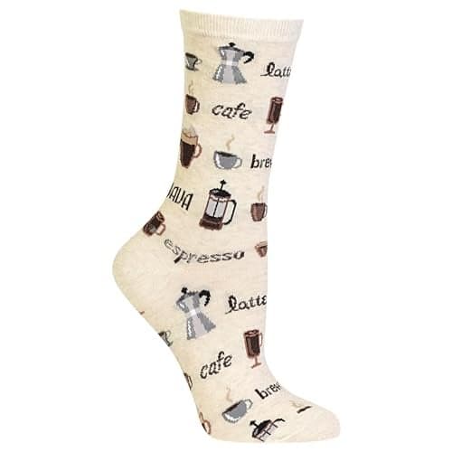 Hot Sox womens Food and Drink Novelty Casual Crew Socks Hosiery, Coffee (Natural Melange), 4 10 US