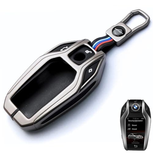 KEYCEPT Metal Alloy Key Cover Compatible for BMW X Series Screen Touch Smart Key with Keychain (Short Keychain).