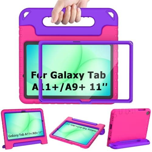 AVAWO Shockproof Kids Case for Samsung Galaxy Tab A11+ Plus/A9+ Plus 11 inch with Built-in Screen Protector, Rose+Purple
