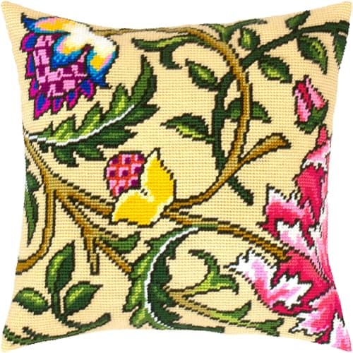 Floral Needlepoint Kit for Adults and Beginners Climbing Rose Tree by John Henry Dearle 1616 with Clear Precise Printed Design on Cotton Canvas Includes 2 Needles Yarn and EasyRead Chart