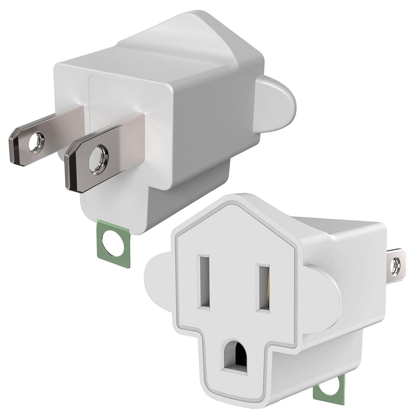 2 Pack ETL Listed 3 Prong to 2 Prong Adapter, JACKYLED Polarized Grounding Converter 3-Prong Adapter Converter Fireproof Material 392℉ Resistant Heavy Duty for Wall Outlets, Electrical, Household