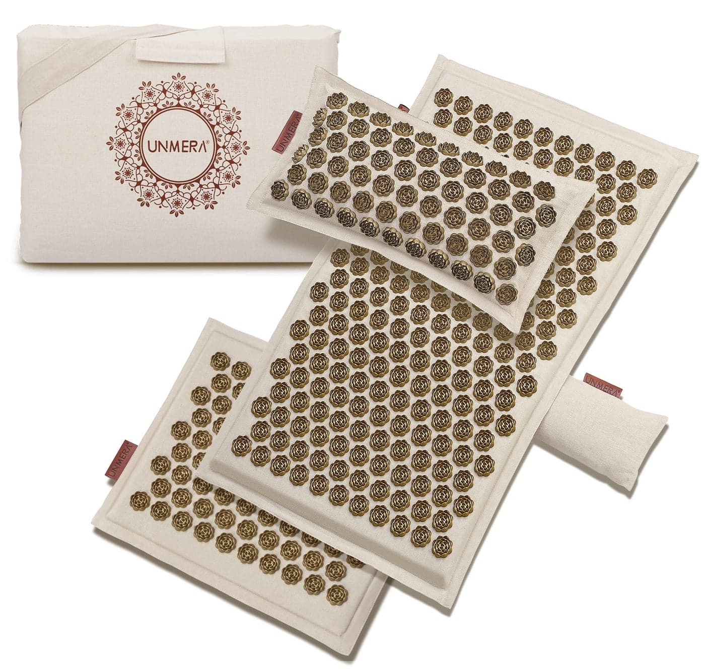 UNMERA Acupressure Mat and Pillow SetNatural Premium Linen Coconut Fiber FillingFSAHSA Eligiblefor BackNeck Pain Relief Sciatic Headache and Muscle Relaxation Comes with Carrying Bag
