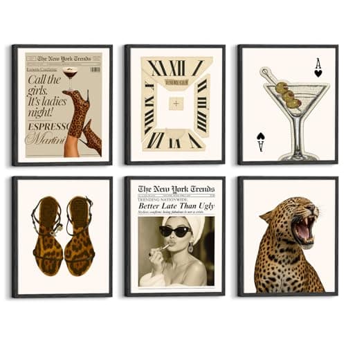 Aroutde 6Pcs Stockholm Room Decor, Retro Leopard Canvas Wall Art Trendy Luxury Y2K Fashion Aesthetic Cheetah Posters Funky Newspaper Prints For Preppy Girly Dorm Bedroom (8x10 Inch, Unframed)