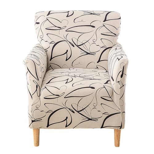 CRFATOP Printed Stretch Chair Slipcovers with Arms for Living Room 1 Piece Accent Chair Covers Soft Banquet Chair Covers Saucer Armchair Furniture Protector Office Reception Reading Sofa,A48