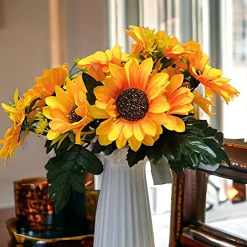 Art Street Artificial Yellow Sunflower Flower Bunch for Vases or Pot |Ideal for Table Indoor Home Decoration, Pack of 1 Bunch with 6 Flower Head| (Size 11 Inch)