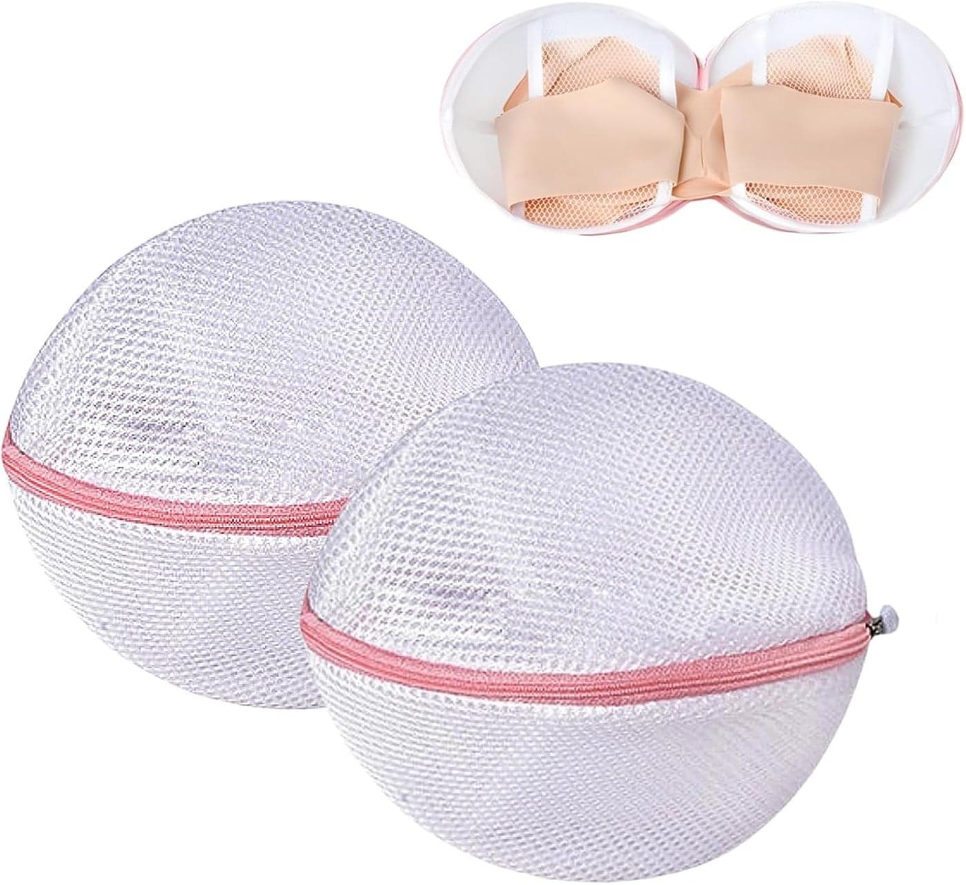 2Pcs Underwear Laundry Bag with Zipper, Bra Washing Bag for Laundry Mesh,Honeycomb Mesh Laundry Bags for Delicates, Pink