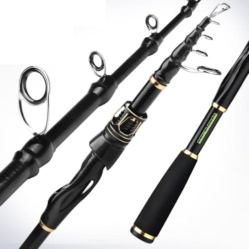 Fishing Rod Telescopic Fishing Rod Portable 24 Ton Carbon Fiber CNC Machined Reel Seat Comfortable EVA Handle Travel Fishing Pole for Bass Trout Fishing 59ft