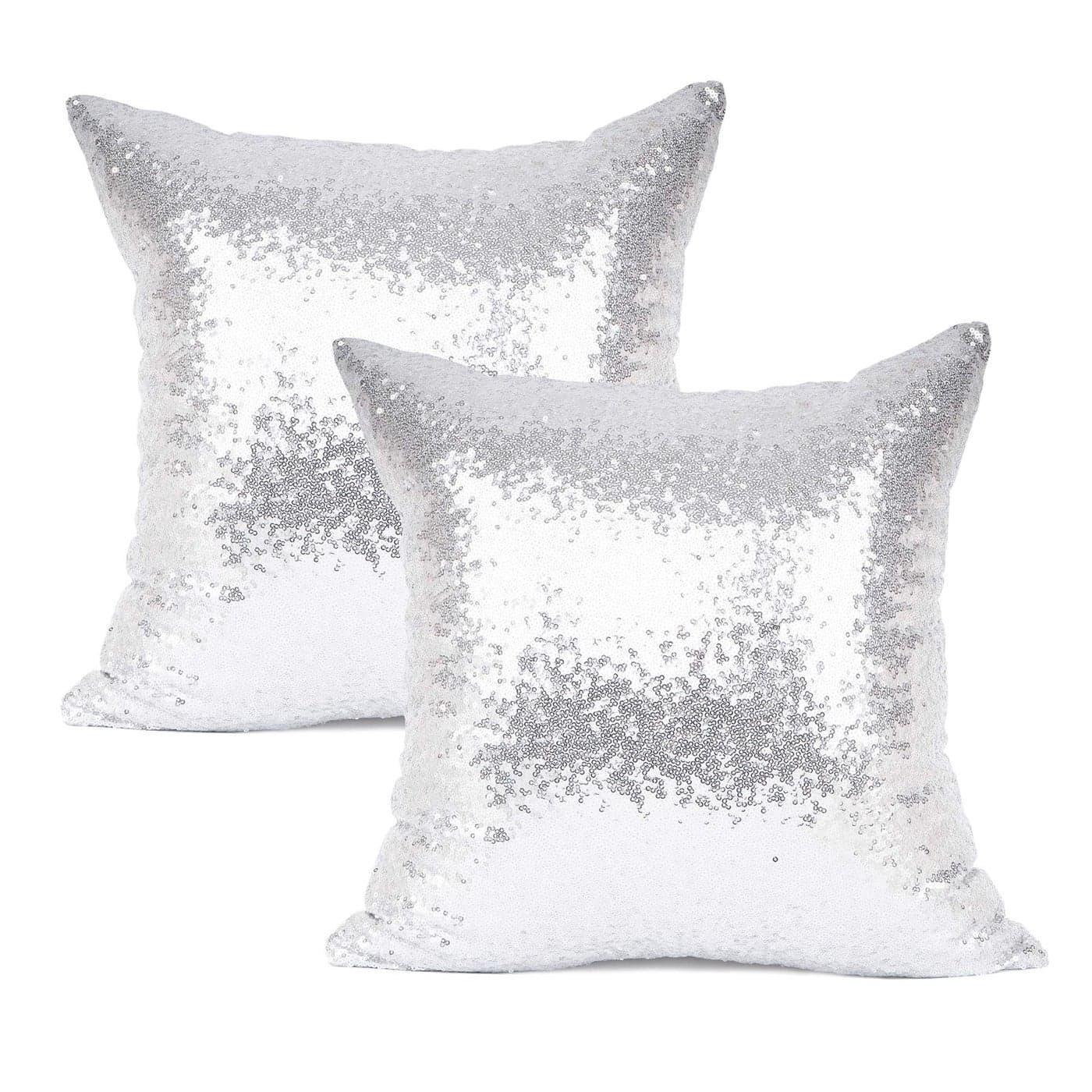 YOUR SMILE Pack of 2 New Luxury Series Silver Bling Decorative Glitzy Sequin Comfy Satin Throw Pillow Cover Cushion Case for WeddingChristmas22x22