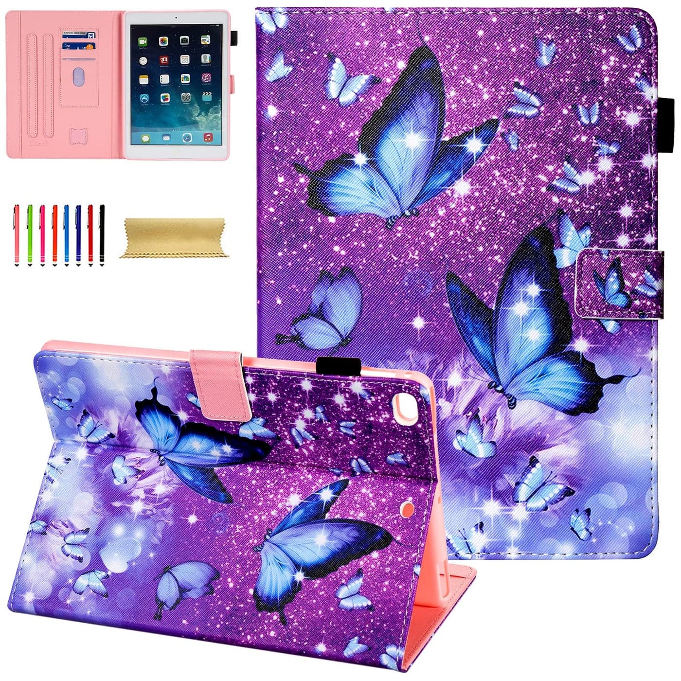 Dteck Case for iPad 6th5th Generation 20182017 iPad Air 12 Case Protective Leather Smart Case with Auto Sleep WakeAdjustable Stand Shockproof Cute Cover for iPad 97 inch Butterfly Fairy