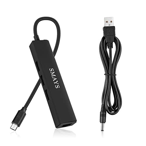 OTG USB Ethernet Adapter Compatible with Roku Express 4K+ 2021 and Fire TV Stick Streaming Media Player - Micro USB to 3-Port USB Hub with LAN & Power Cable