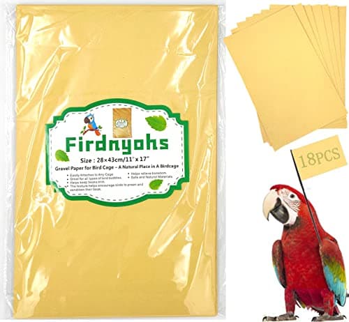 Firdnyohs 20PCS Gravel Paper for Bird Cage,11x17 Inch Bird cage Liner Gravel Paper Special for Bird Cage in sea Sand-Great for Hard-Billed Birds Safe& Clean & Easy for Improved Digestion…